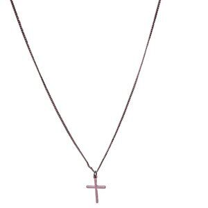 Stylish Pink Cross Pendant Necklace Religious Spiritual Fashion Jewelry Women
